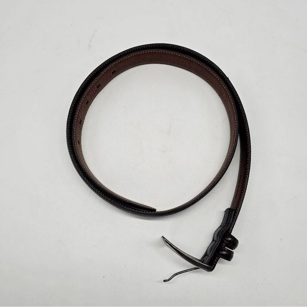 Johnston & Murphy Two Tone Black Brown Silver Tone Buckle Leather BELT Size 40